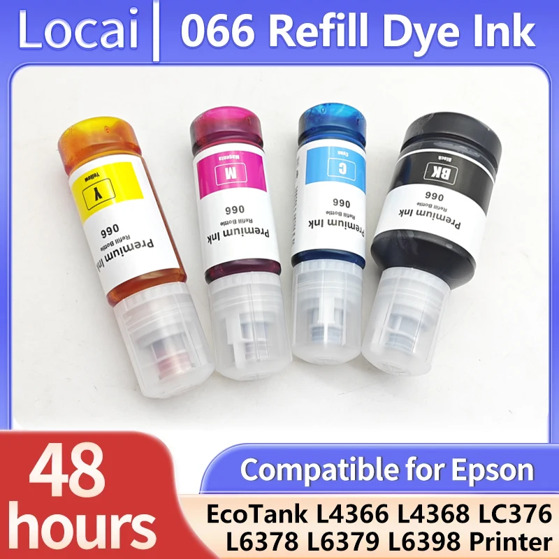 4color 1set 066 Ink Compatible For Epsn Ecotank L4366 L4368 L6378 L6379 L6398 L6376 Printer Refill dye ink