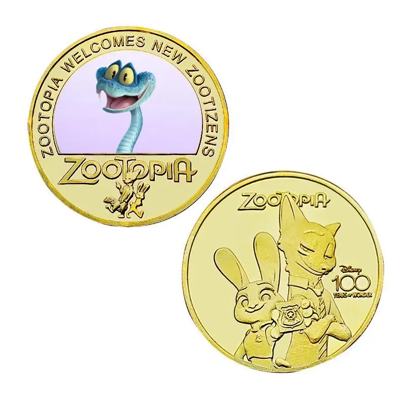 Zootopia 2 Nick Wilde Judy Hopps Weihnachts-Gedenkmünzen, Anime-Actionfiguren, Souvenir, Geschenk für süße Mädchen zum Geburtstag