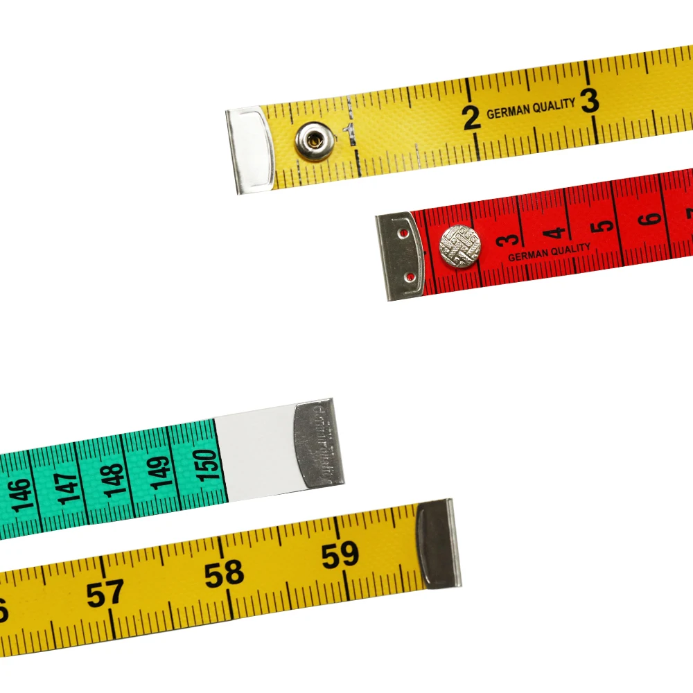 1Pc Germany Quality Soft Tape with Snap Fasteners Soft Multicolor Measuring Tape Dual Sided Tape Measure Needlework Sewing Tool