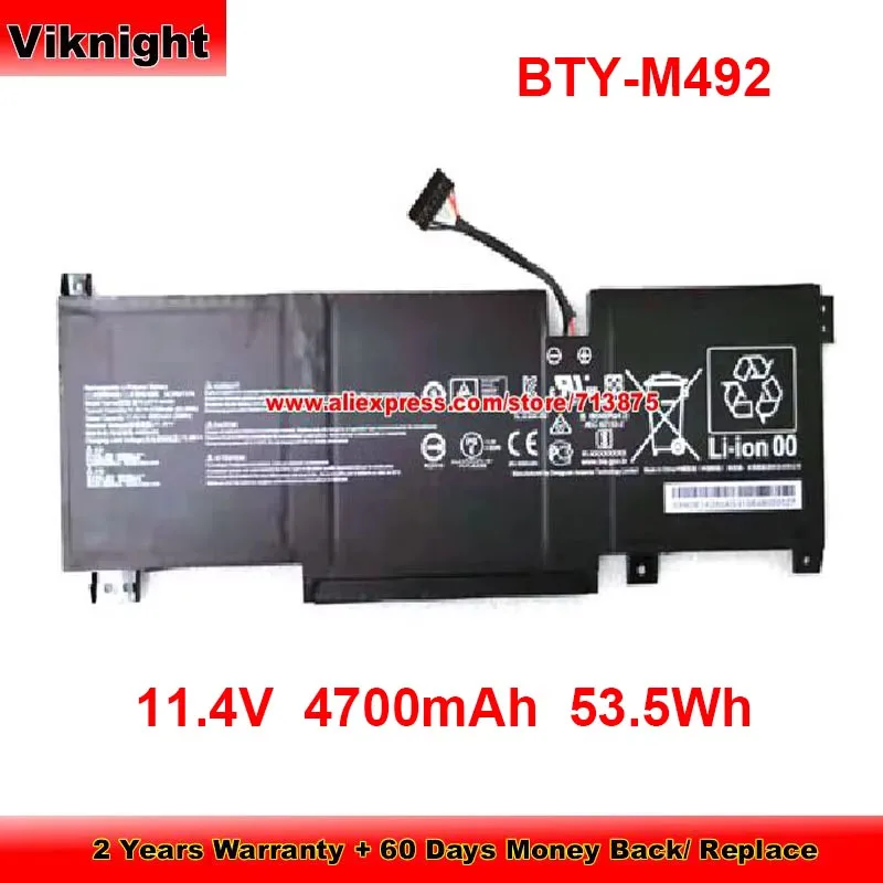 BTY-M492 Battery 11.4V 4700mAh 53.5Wh for Pulse GL66 GL76 WF76 Katana GF66 GF76 Creator M16 A12UC Bravo 15 B5DD Sword 17 15 A11U