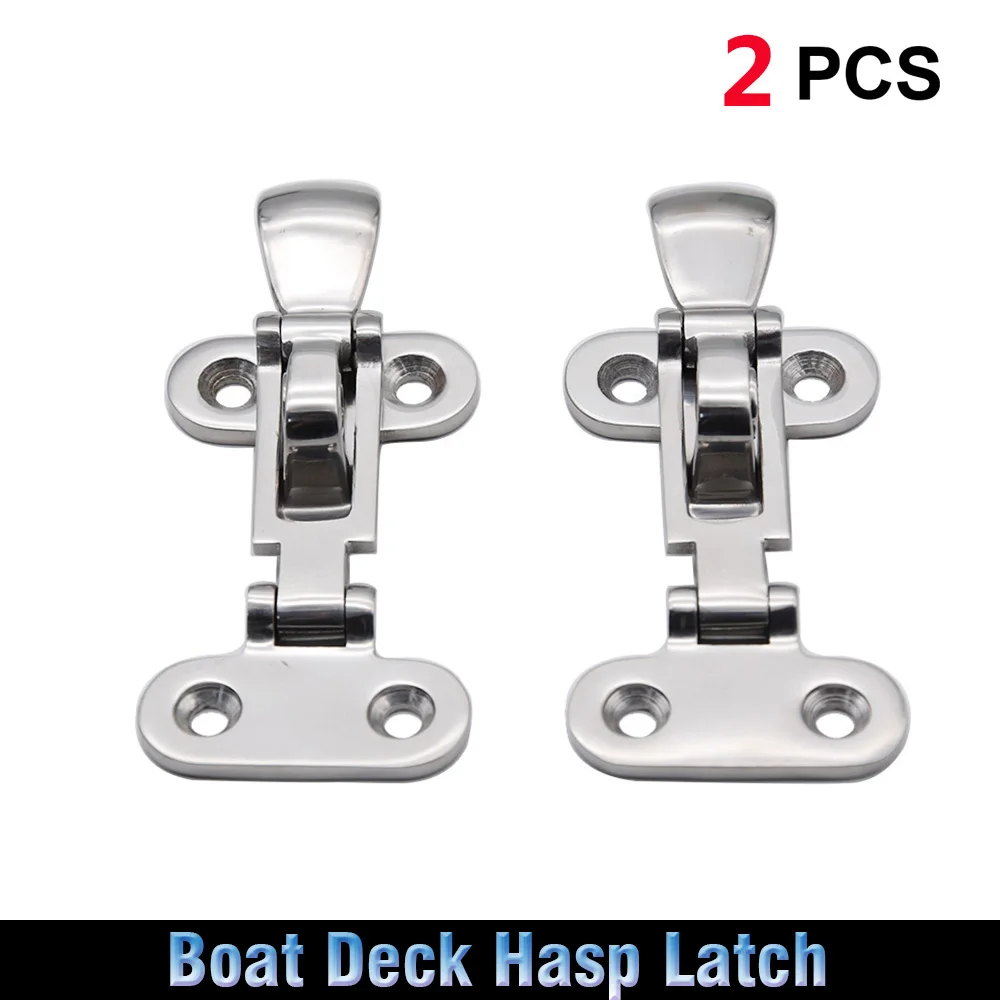 2pc Marine Grade Anti-Rattle Hasp Latch Stainless Steel 316 For Boat Door Hatch Toggle Clamp Latch Catch with Swivel Eye Locking