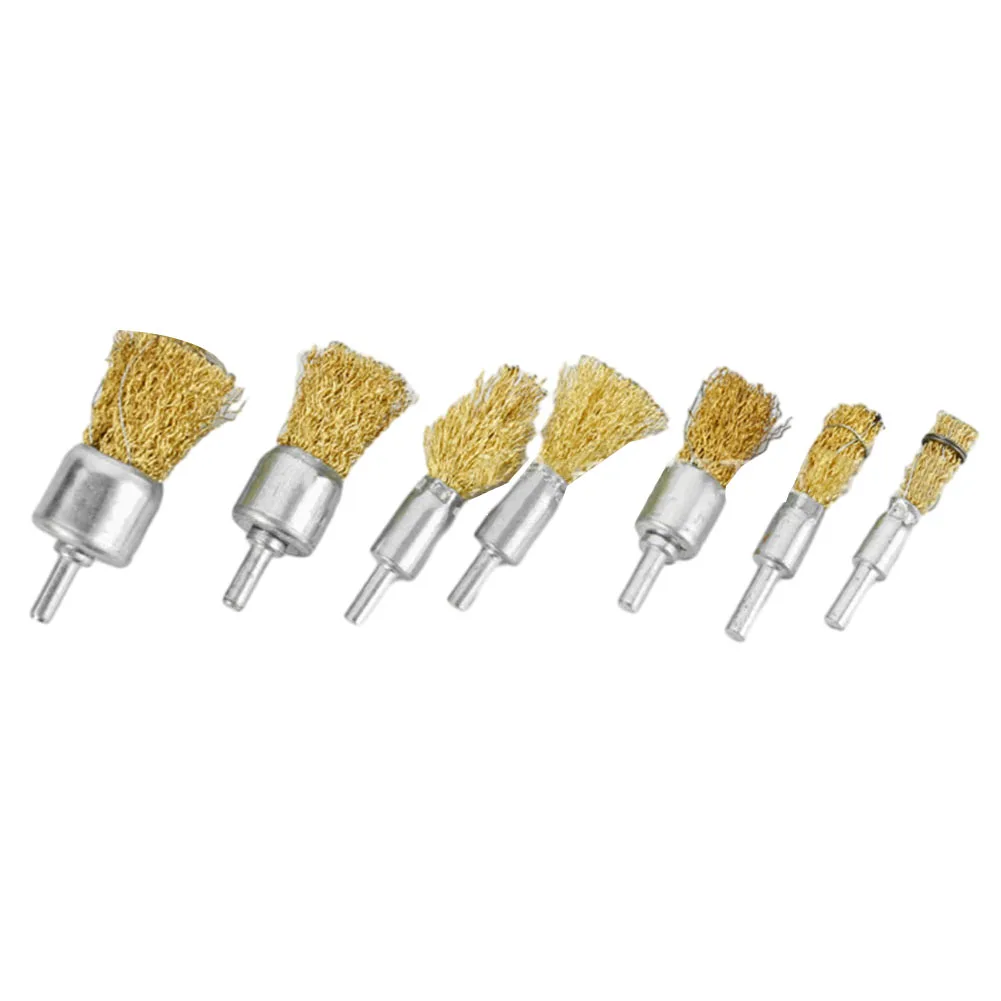 1pc Heavy Duty 6mm Shank Copper Plating Stainless Steel Wire Wheel Brushes Suitable For Aviation And Petroleum Industries