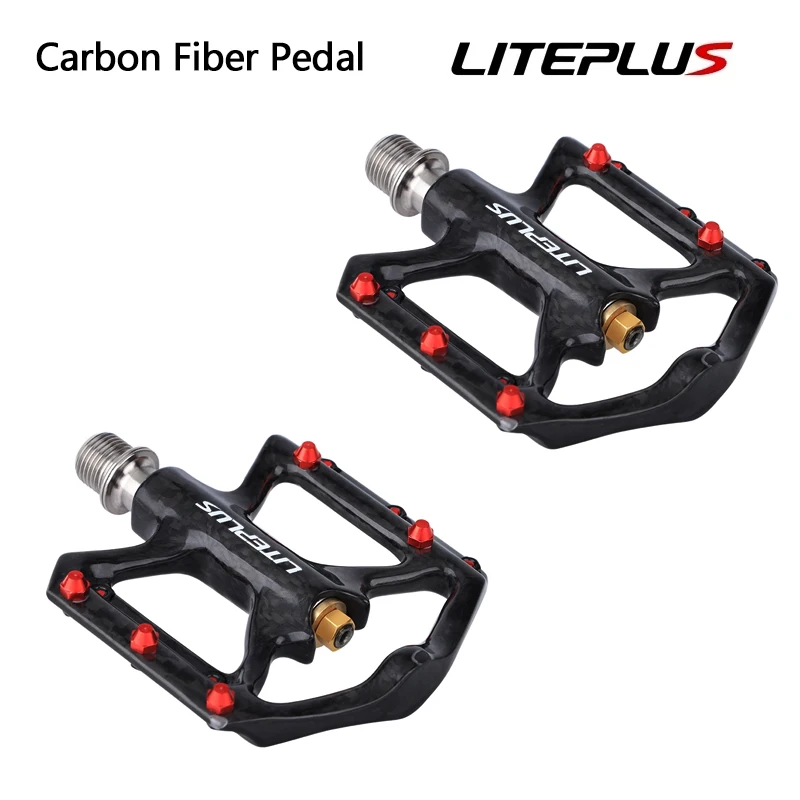 

LP Liteplus Сверхлегкая педаль из углеродного волокна, титановые герметичные подшипники для складного велосипеда, горные нескользящие педали, 181 г