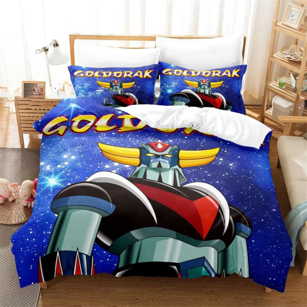 3D Printed Grendizer Goldorak Bedding Set Duvet Cover 3Pcs Double Twin Full Queen King Adult Kids Bedclothes Quilt Cover Set