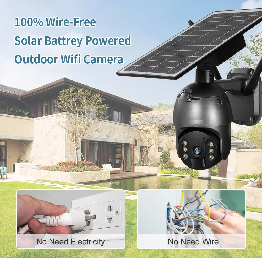 2023 Outdoor HD 2MP PIR Drahtlose CCTV Sicherheit PTZ Dome Solar Batterie Kamera IP Wifi Smart Tuya Netzwerk Kamera