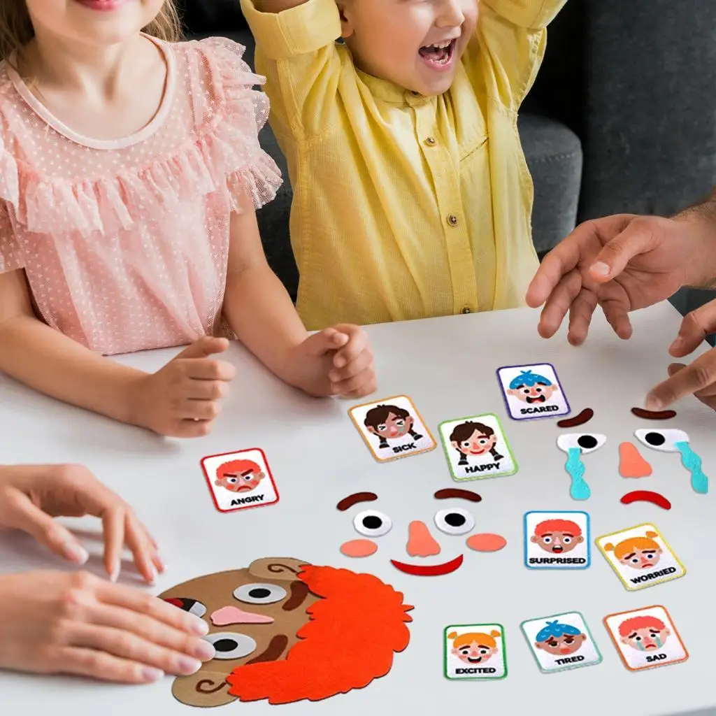Kids Social Emotional Learning Busy Board with Make a Funny Faces Stickers Games for Preschool Activities