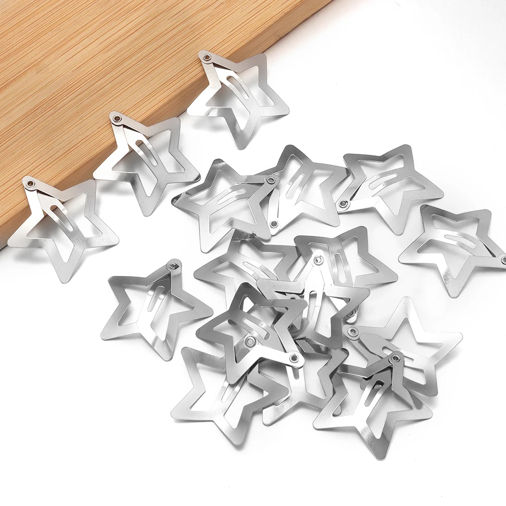 10/20/50/100/200Pcs Iron Star BB Hair Clips for Girls Metal Snap Clip Hairpins Barrettes Hair Grip Jewel Hair Accessories