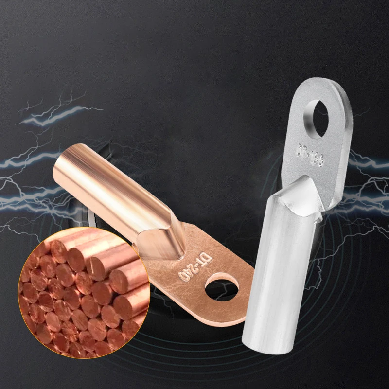 Wire Terminal Copper Crimp Splice DT-10 DT-16 ~300 Silver Tin Plated Block Bare Bolt Hole Nose Tube LUG Cable Connector