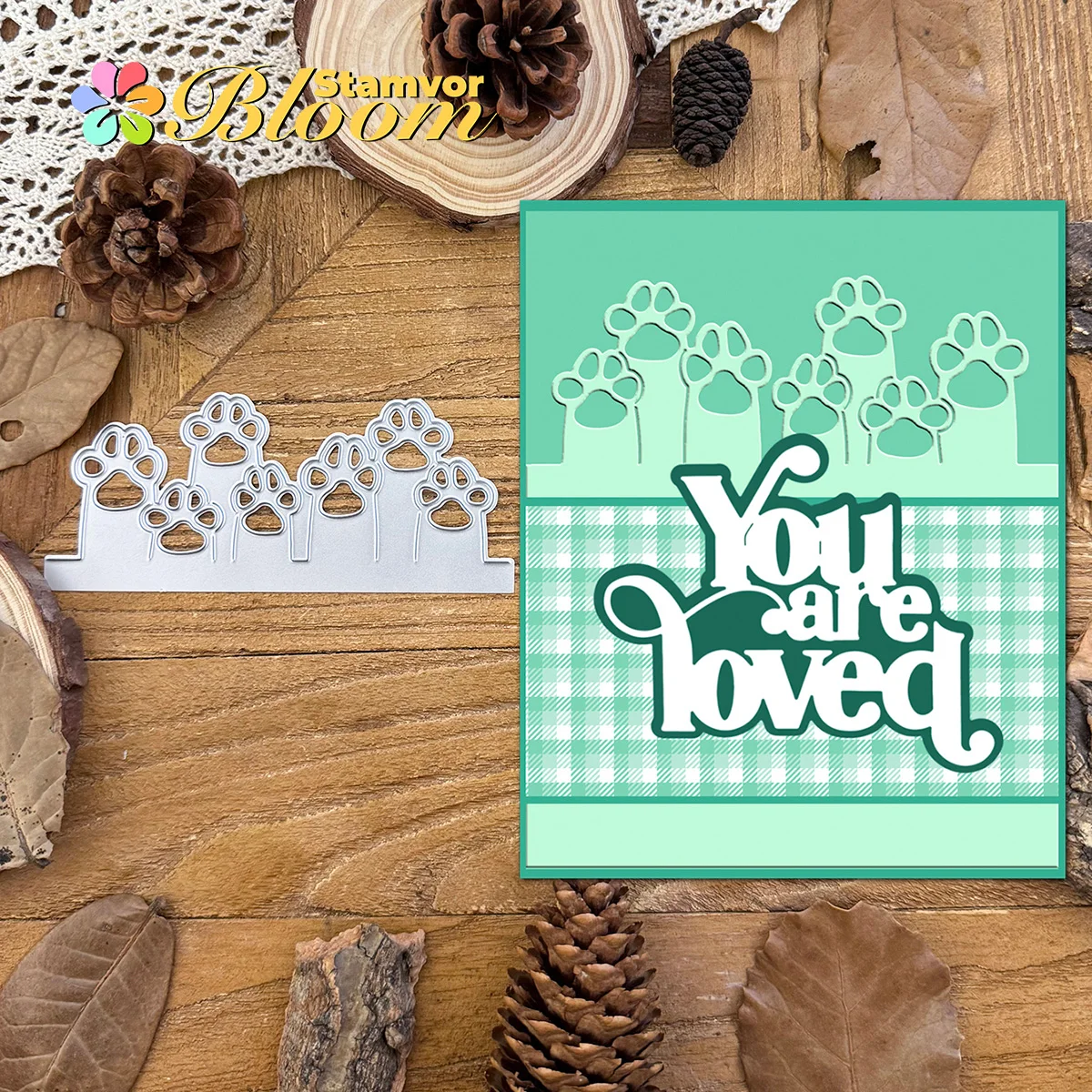Original schöne Tiere Pfoten halbgeschnittene Bordüre Metall Stanzformen Scrapbooking dekorative Prägung
