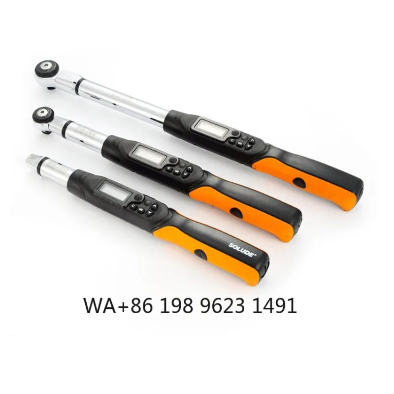 Precision digital torque wrench, ratchet design with 9x12/14x18 adapters, 30-340N.m, essential tool for mechanical fastening