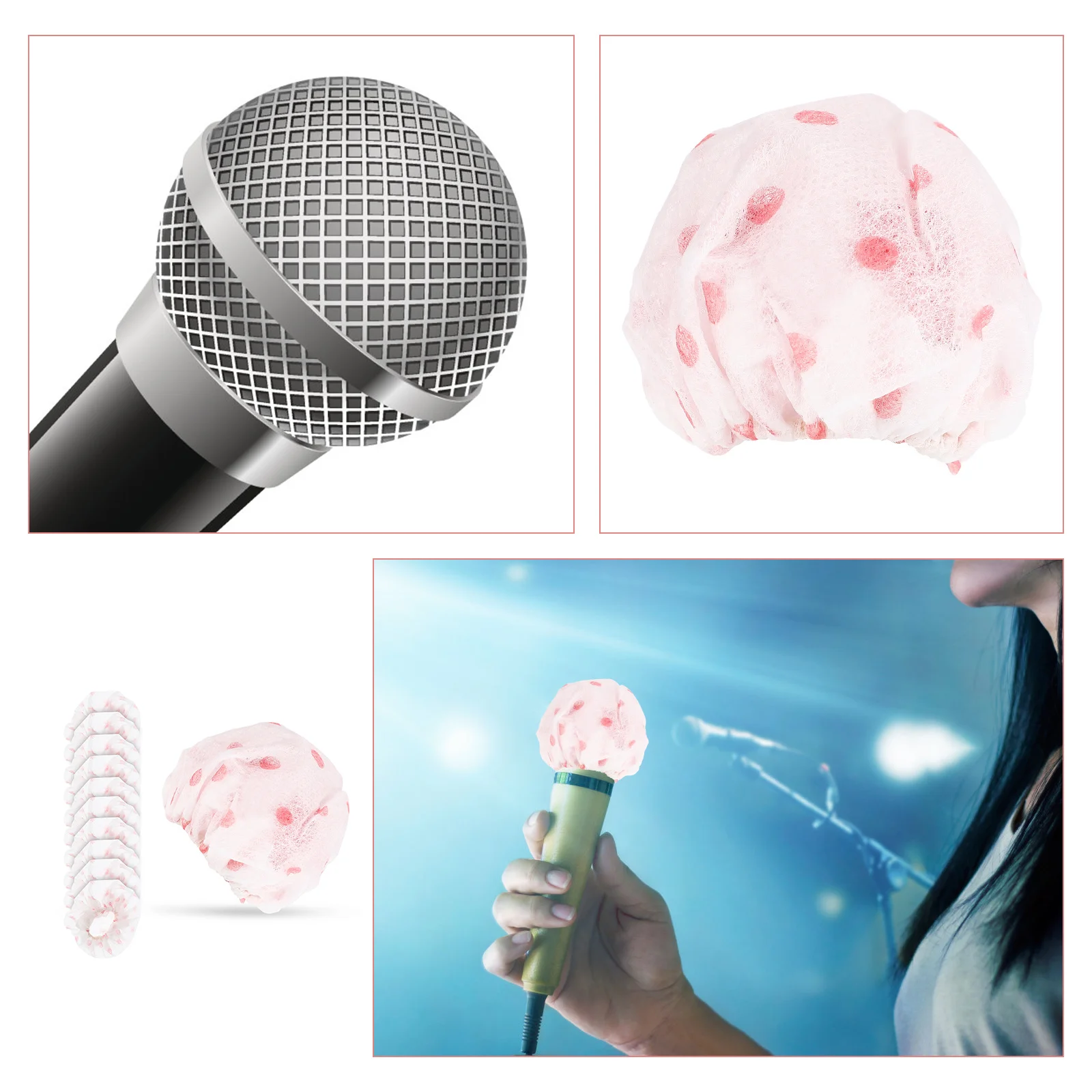 

100Pairs Microphone Covers Disposable Non-Woven Fabric Handheld Mic Cover Sanitary Protection Microphone Shield Suitable for Ktv