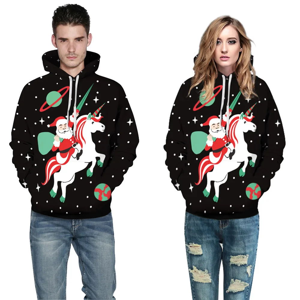 

Women Hoodie Christmas Kangaroo Pocket Cartoon Santa Claus Tracksuit Merry Christmas Sweatshirt Pullover Manteau Femme Hiver