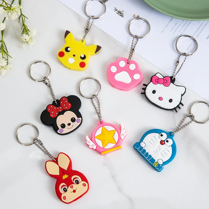 漫画の動物キーホルダー,シリコンキーカバー,猫と犬,キーコントロール,防塵キャップ,サポート,保護,ギフト,個性,モデル