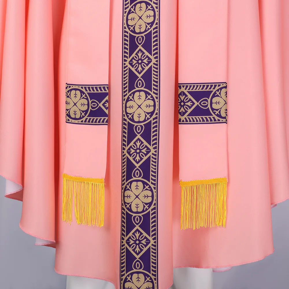 هالوين الكاهن تأثيري الاحتفال Chasuble الكنيسة الكاثوليكية الأب الشامل سترة رداء مع شرابة رجال الدين رداء للرجال زي