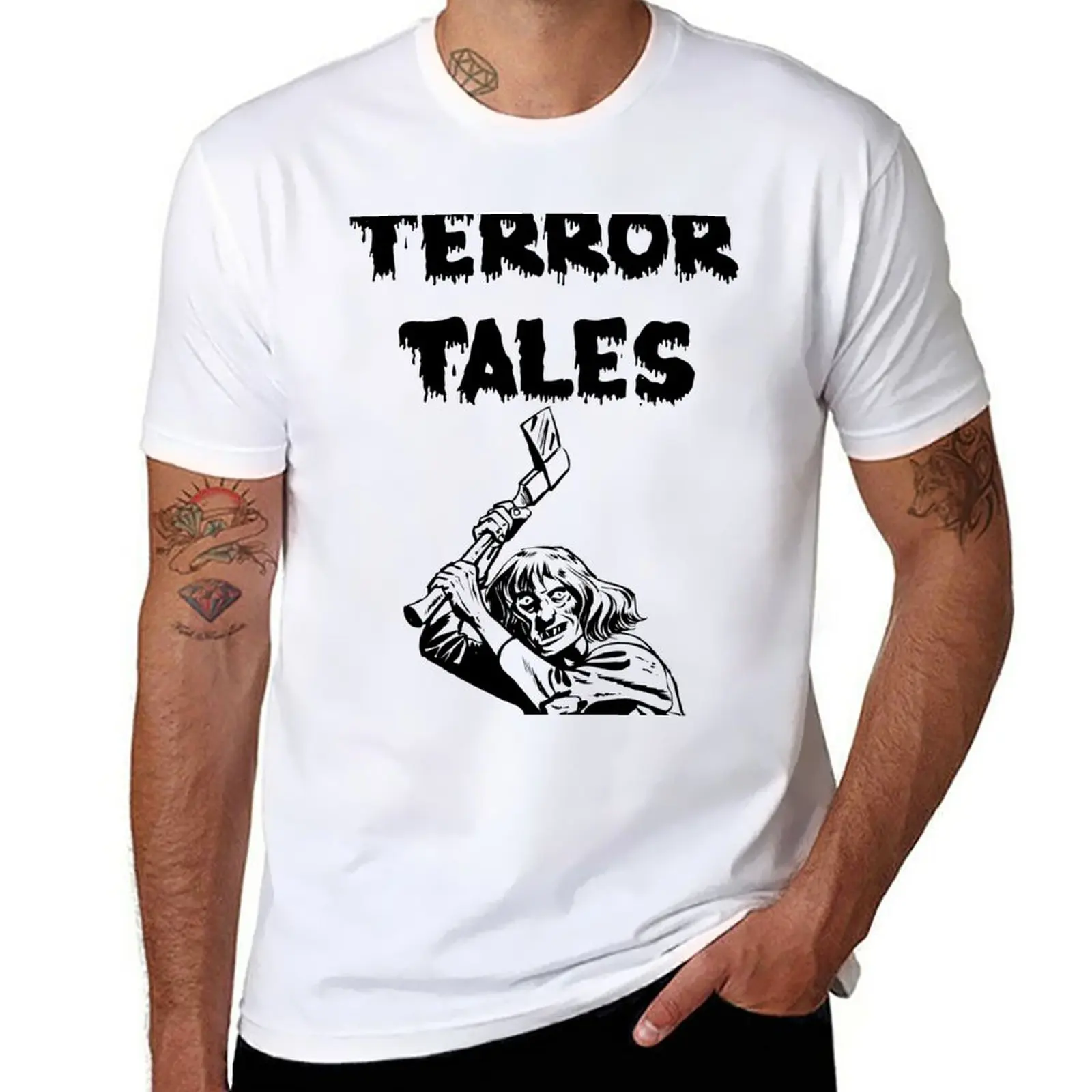 New Terror Tales logo (Eerie Publications) T-Shirt oversized t shirt tops men t shirt