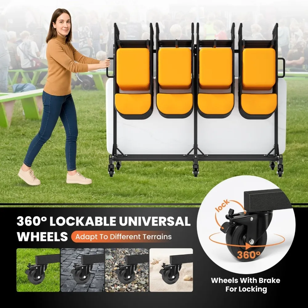 عربة تخزين متينة قابلة للطي مع عجلات وأشرطة قابلة للقفل وسعة 400 رطل #4