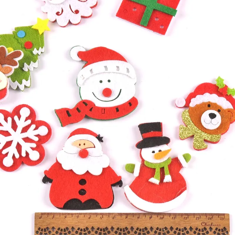 10 sztuk/partia mieszane poliester czuł choinki/Snowflake Patch aplikacja Scrapbooking Craft naklejki włókniny DIY CP3532