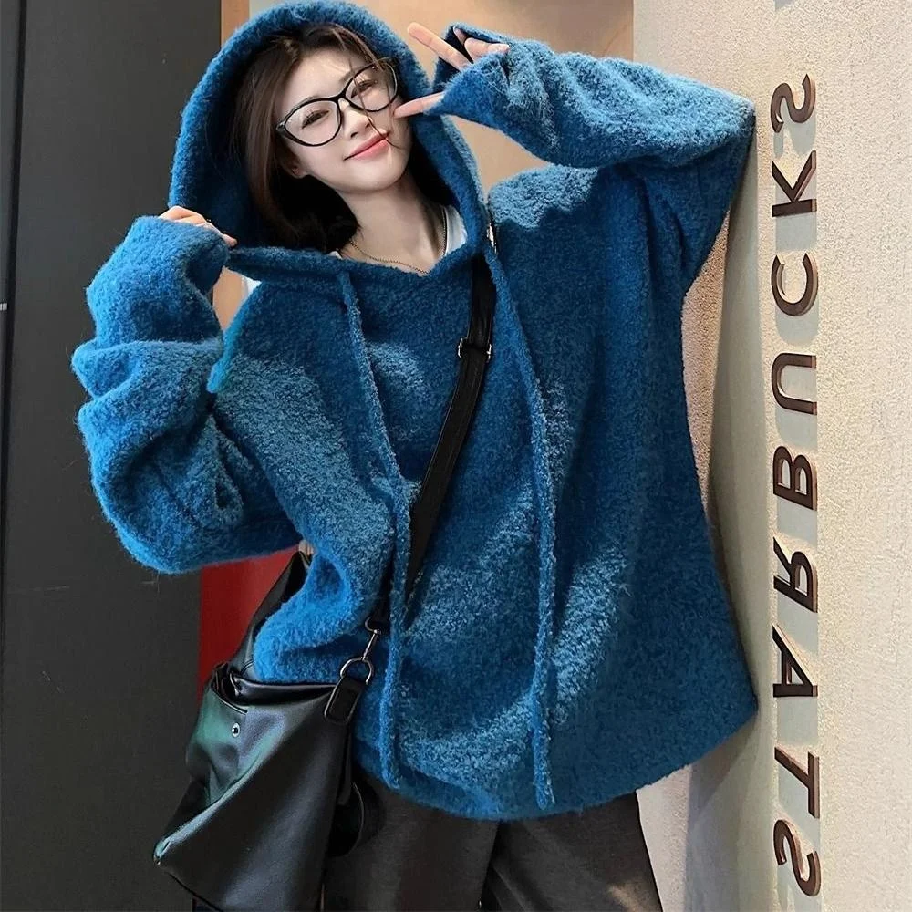 

plus Size 300 Pou Women's Korean Sle Hoodie Casual Loose Knitted Top for Autumn Winter Comfortable plus Size Faion