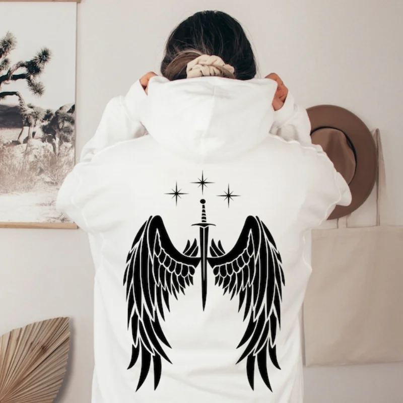 Angel Wings Hoodie Aesthetic Sweatshirt Trendy Hoodie Design on The Back Hoodies Cool Wing Relaxing Hoodies Women Anime Hoodie