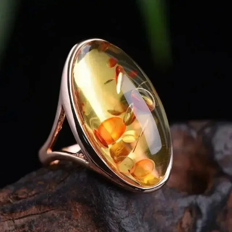 Natuurlijke Baltische Amber Zilveren Ring Verstelbare Heren Vrouwen Bloed Amber Ringen Mode Sieraden Accessoires Geschenken Dames Bijenwas Ring