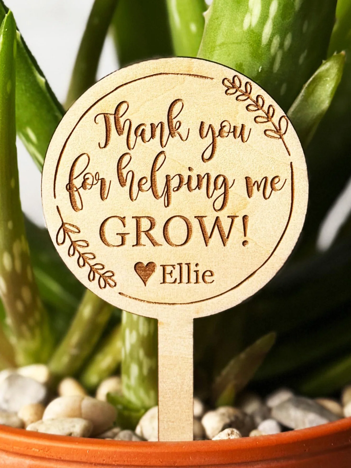 قطعة واحدة من علامة النباتات الخشبية المخصصة - اسم محفور شخصي، استخدام نبات بوعاء، نمط مريح، DIY، منقوش بالليزر، غار للاستخدام اليومي المثالي #4