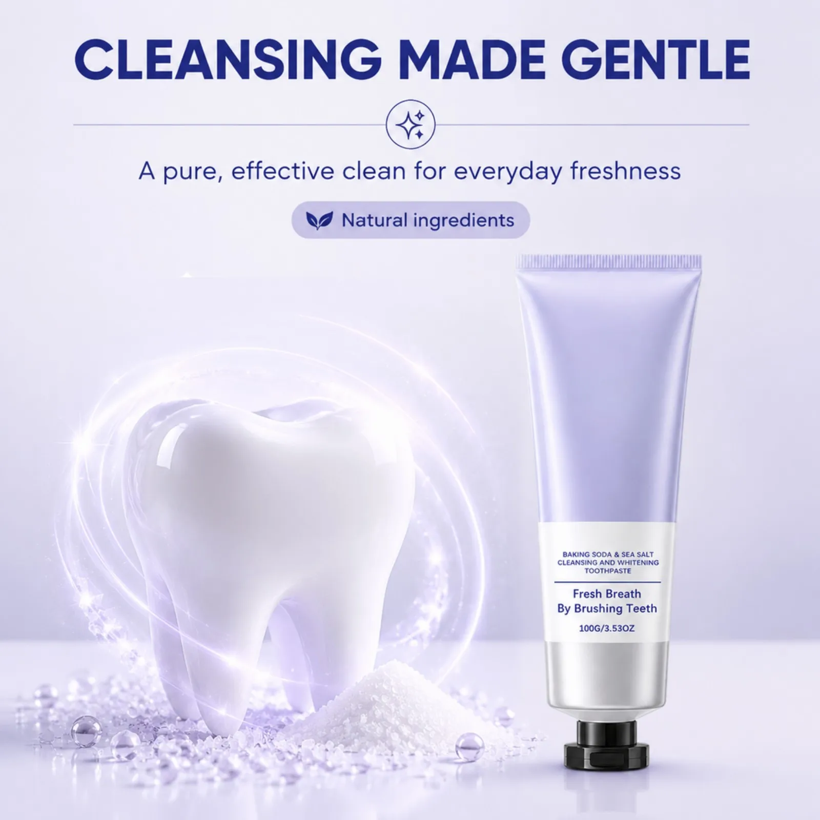 Baking Soda Sea Salt Toothpaste Deep Clean Fresh Breath Help Reduce Surface Stains Look Gentle Brightening Daily Oral Care 100g