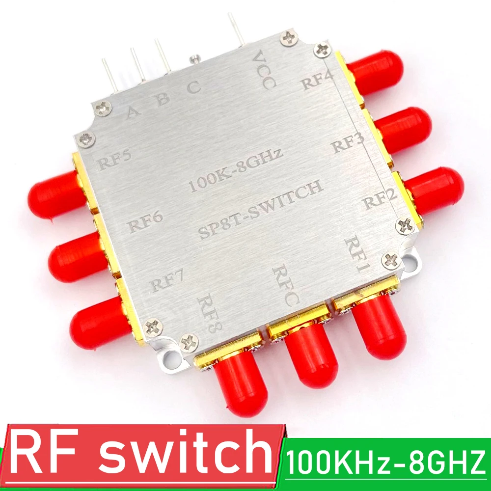 Teflon alto largo da perda de inserção do isolamento da faixa larga do interruptor eletrônico 100k-8ghz do rf de sp8t com cerco