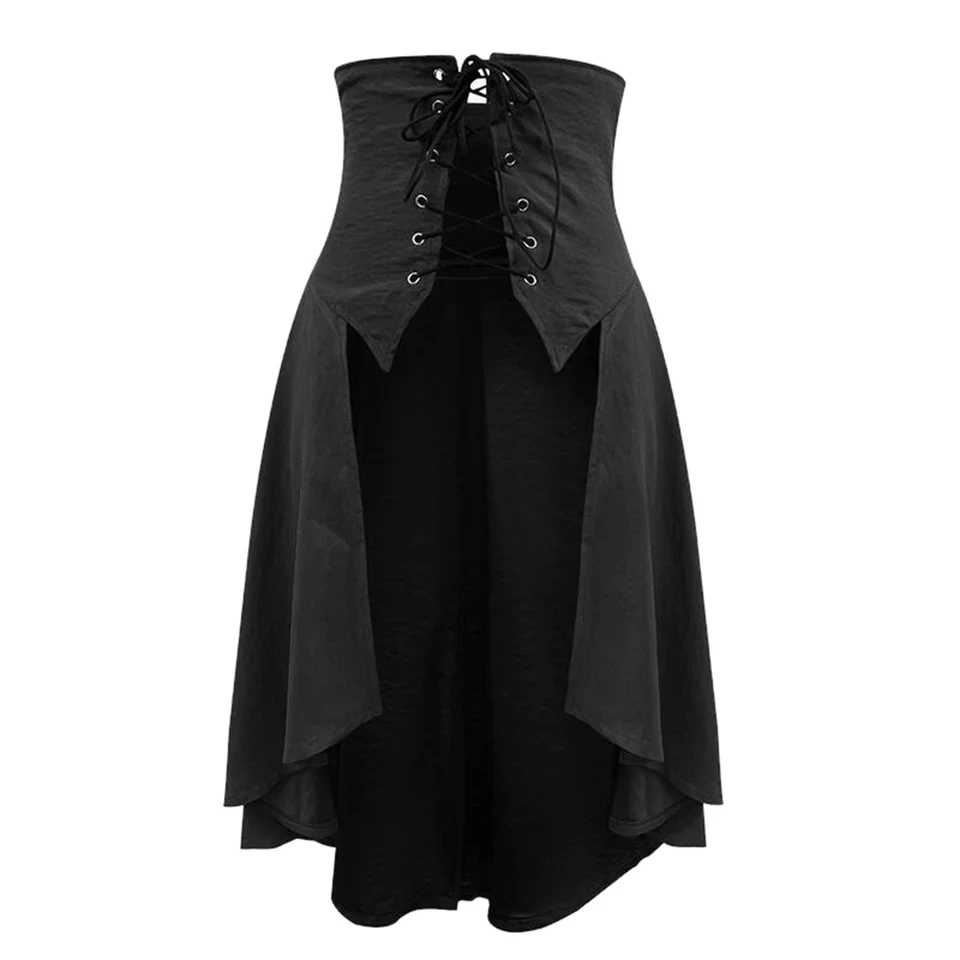 Women Victorian Skirts Gothic Medieval Steampunk Corset Costume Punk Lace Up High Waist Skirt Halloween Party Skirts Faldas