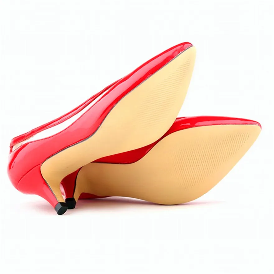 Scarpe da donna con tacco basso in pelle verniciata di moda delle nuove donne punta a punta Sexy PU trasparente spettacolo sottile da donna scarpe