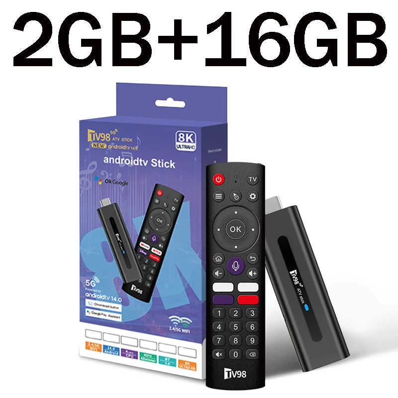 TV Stick 8GB 128GB Android 14.0 HD 8K 4K 3D 5G 4G WiFi TV98 Stick Allwinner H313 Quad Core Home Theater Media Player Smart IPTV