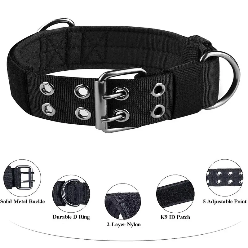 1pc Medium To Large Nylon Tactical Pet Dog Collar - Adjustable And Durable, Suitable For Medium And Large Dogs.