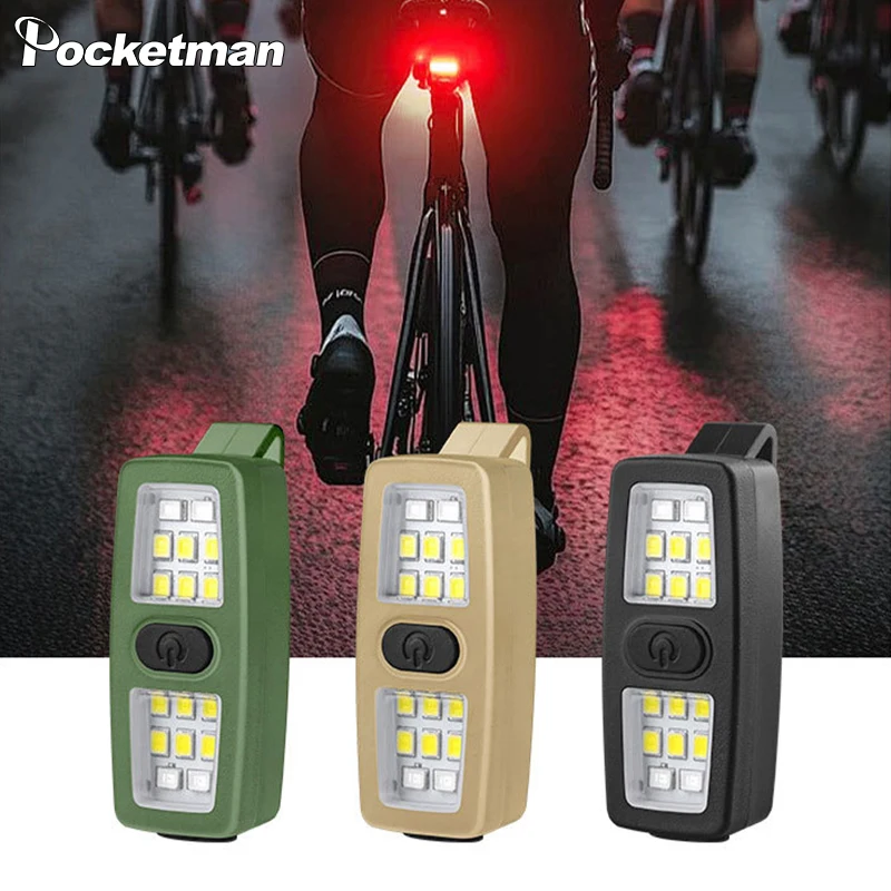 

Night Running Light Portable Camping Clip Lights Warning Flashlight Cycling Torch USB Rechargeable Work Lamp 1 PC