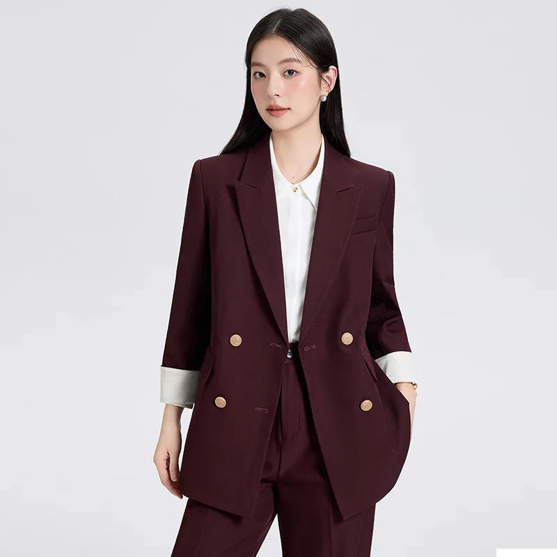 

Осень2025Новый супер стильный блейзер с красными рукавами, женский костюм с широкими плечами, белый контрастный рукав с зубчатыми лацканами