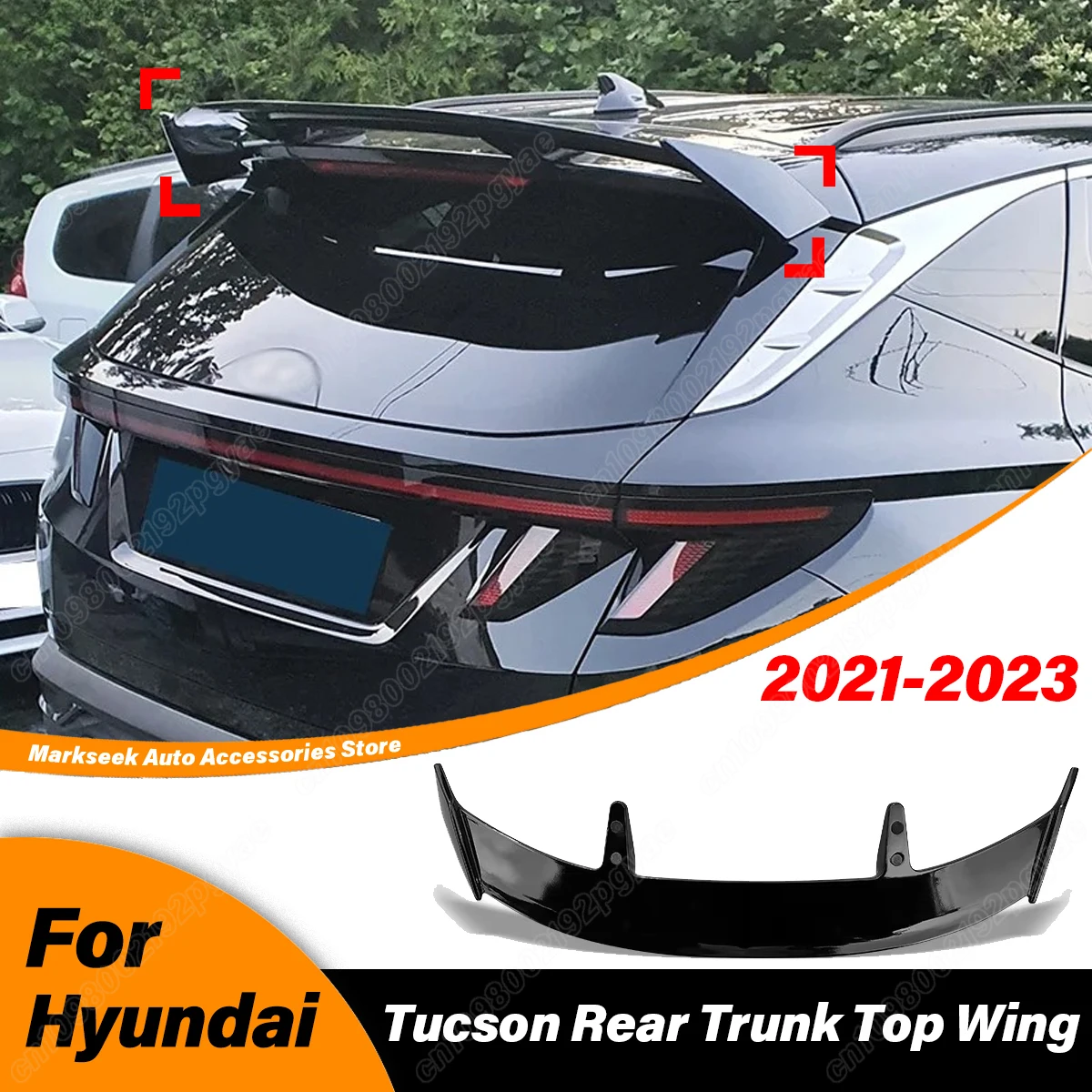 

Для Hyundai Tucson 2021 2022 2023, задний багажник, верхний спойлер, губы, гоночный стиль, задняя крышка крыши, хвостовое крыло, внешние аксессуары BodyKit