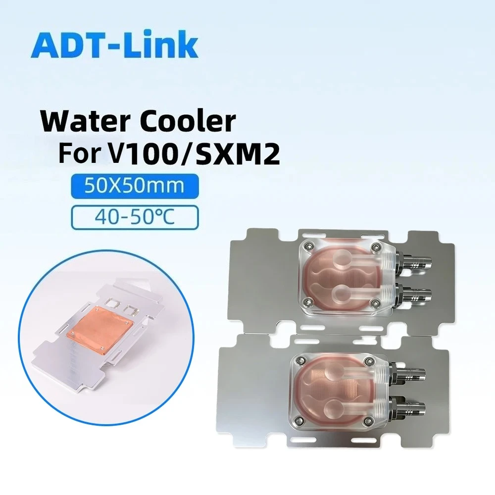 GPU Pure Copper Water Cooling Block For Tesla V100 SXM2 Dual Slot 8mm Barb G1/4 Thread 50x50mm CNC Heat Spreader Aluminum