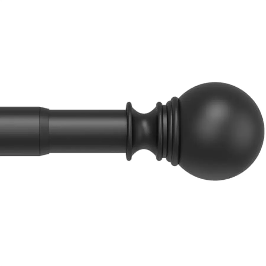 

Black Curtain Rods for Windows 30 to 75 inches 1 inch Diameter Adjustable Heavy Duty Curtain Rod with 2 Brackets for Bedroom Sl
