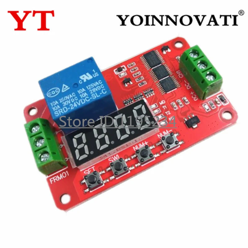FRM01 Relay Timer Module Multifunction LED Digital Time Delay Relay Module DC 5V 12V 24V Loop Delay Self-Locking Timing Board