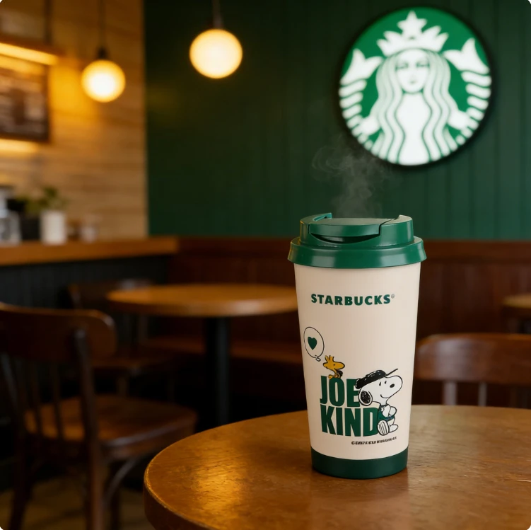 Vaso Térmico Inspirado en Starbucks, Joe Kind, 16oz, Snoopy, Doble Pared, Aislado, Tapa Antiderrames, Regalo Ideal para la Familia
