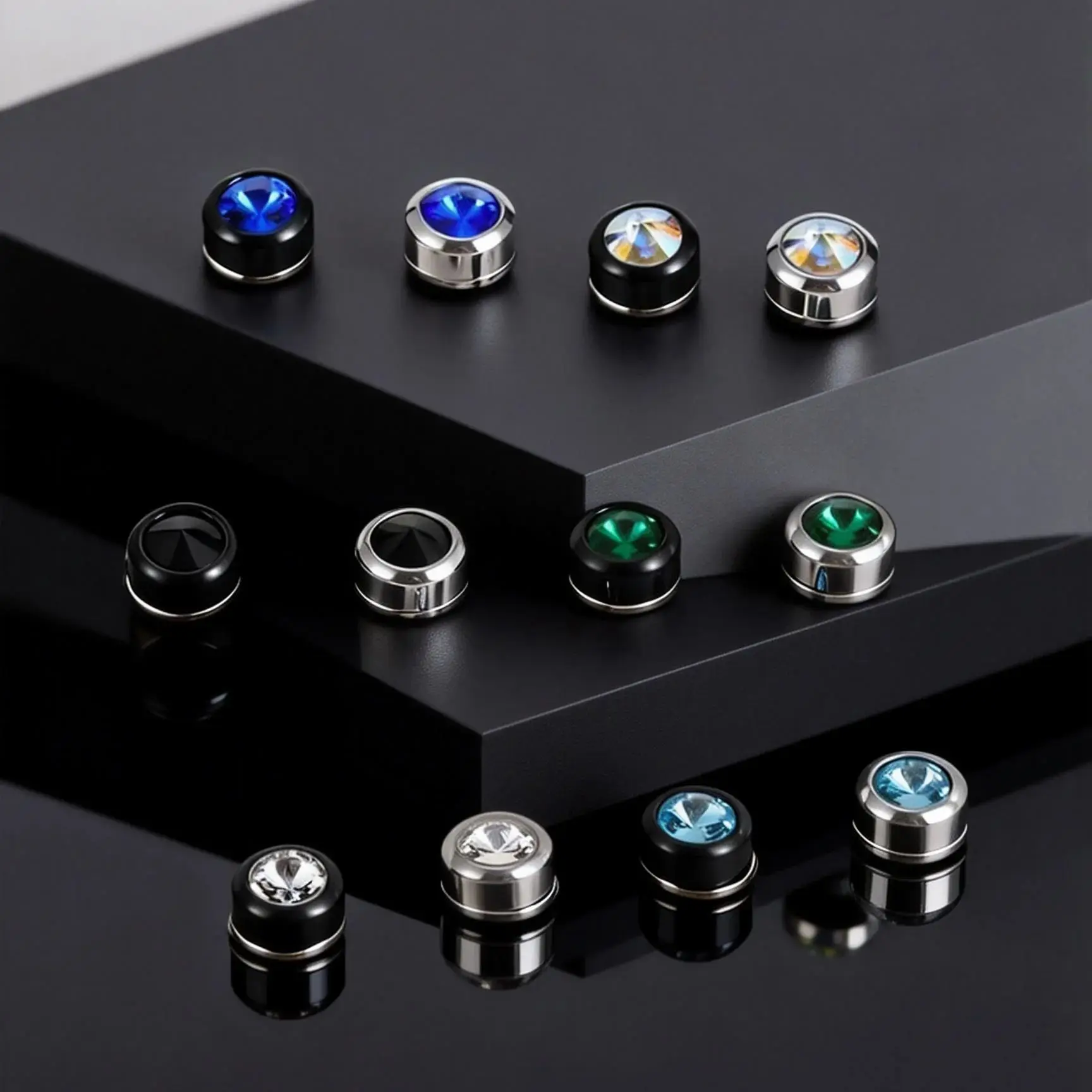 Stilvolle Runde Zirkon-Ohrclips ohne Piercing, Kleine Edelstahl-Magnetohrstecker für Männer, Punk-Modeschmuck Geschenke