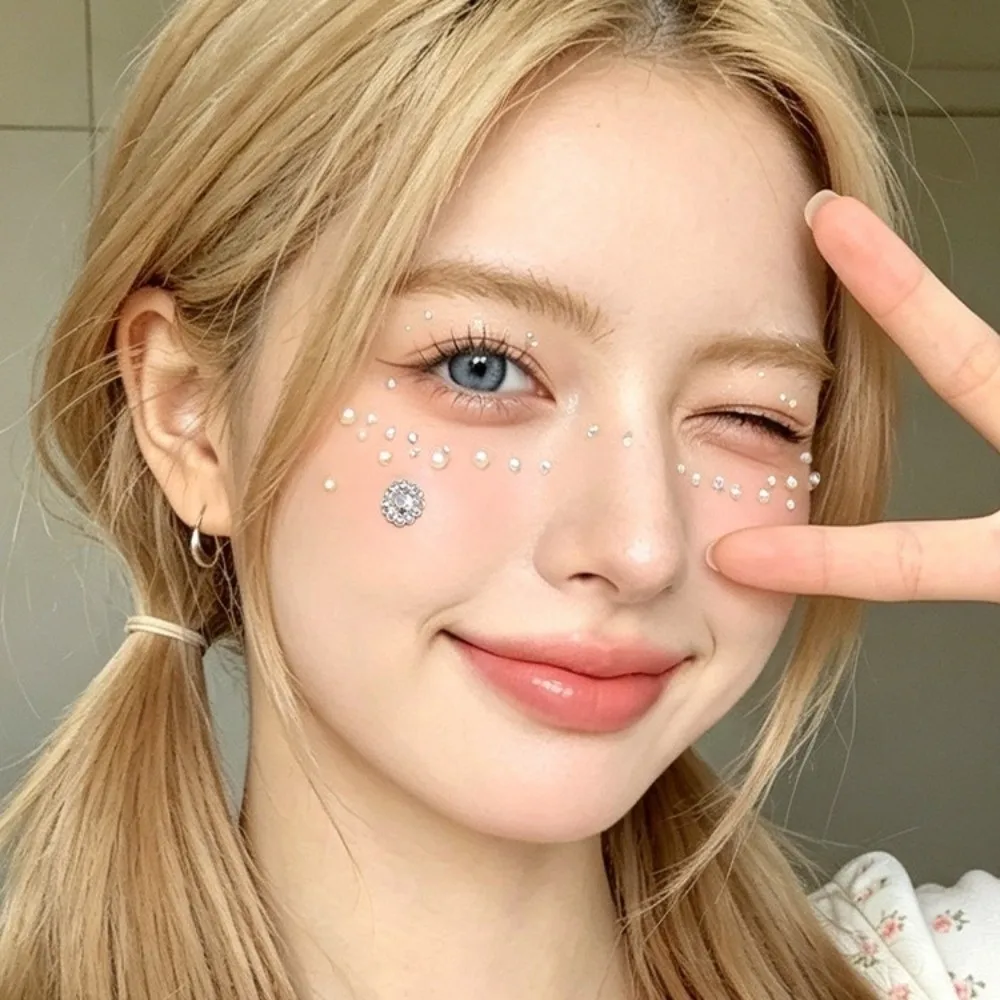with Adhesive Backing Bedazzling Sticker 3D Resin Makeup Face Eye Jewels Sticker Sparkling Waterproof Crystal Gem Sticker