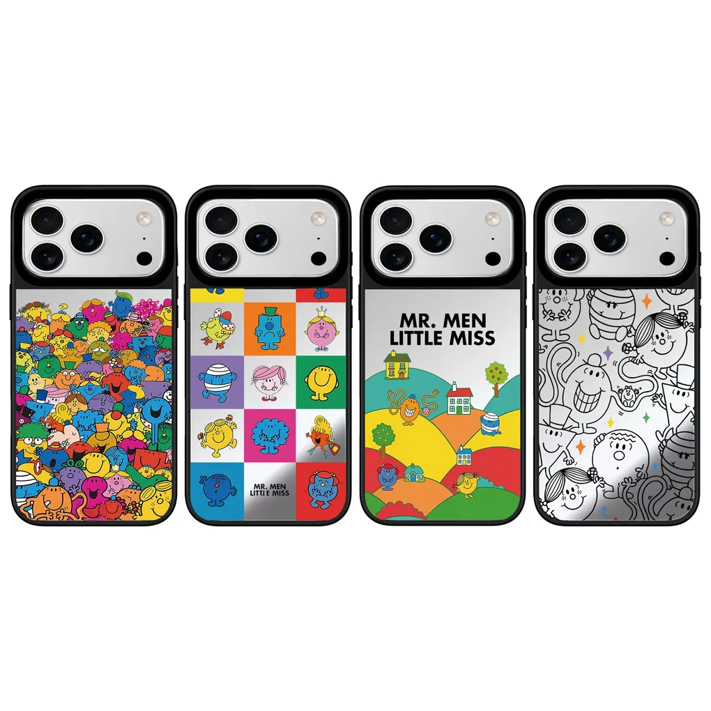 

Cartoon Men Mirror Surface Black Border Magnetic Phone Case for IPhone 17 16 15 14 13 12 Pro Max Cover