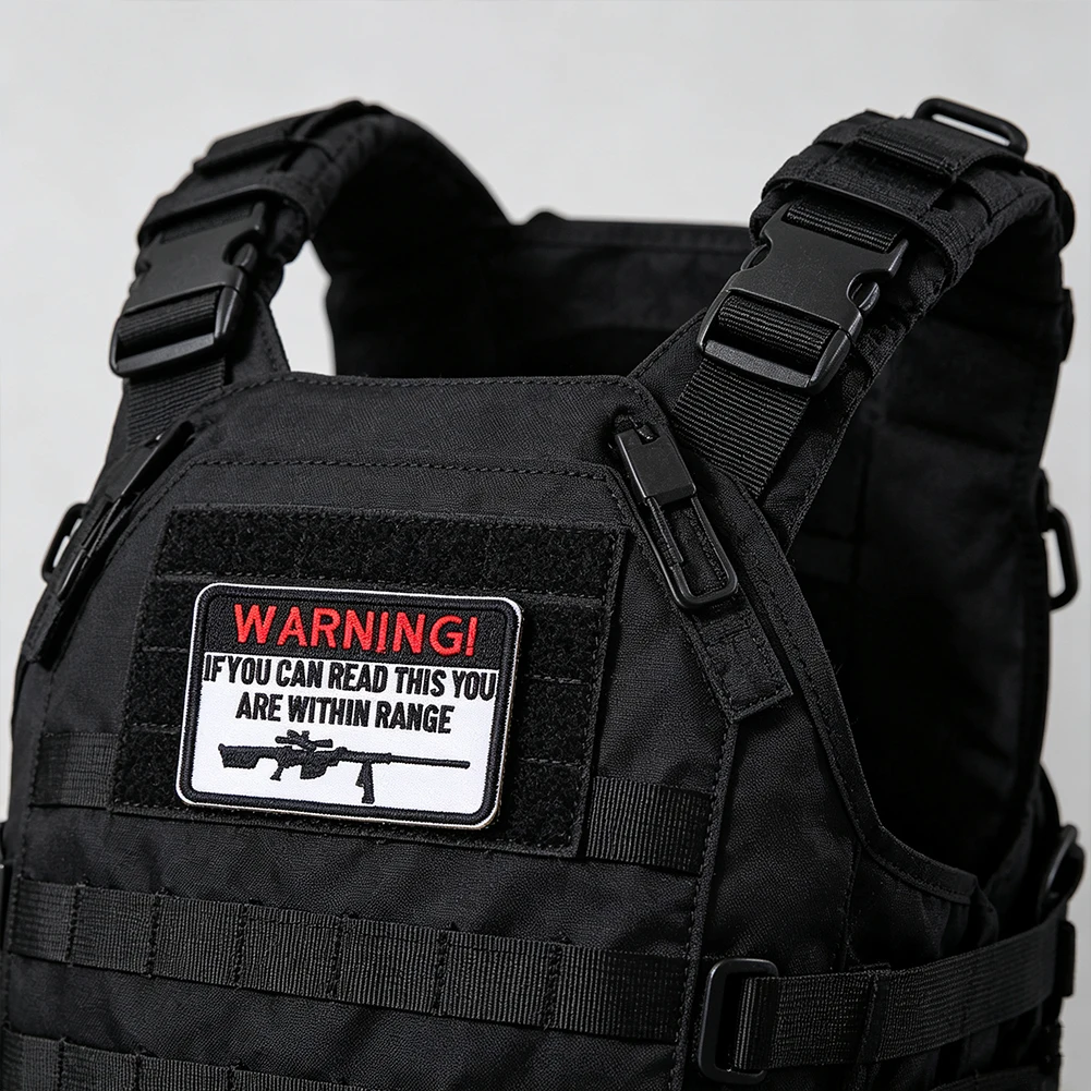 1 Stück: „Wenn Sie dies lesen können, sind Sie in Reichweite“ – Gestickter Klettverschluss-Patch, lustiges taktisches Abzeichen zur Dekoration von Rucksäcken und Kleidung. – Detail 5