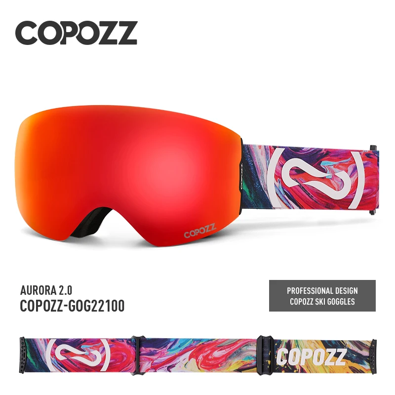 COPOZZ magnetyczne zimowe gogle narciarskie ochrona UV400 przeciwmgielne okulary narciarskie męskie żeńskie przezroczyste etui na soczewki zestaw okularów snowboardowych