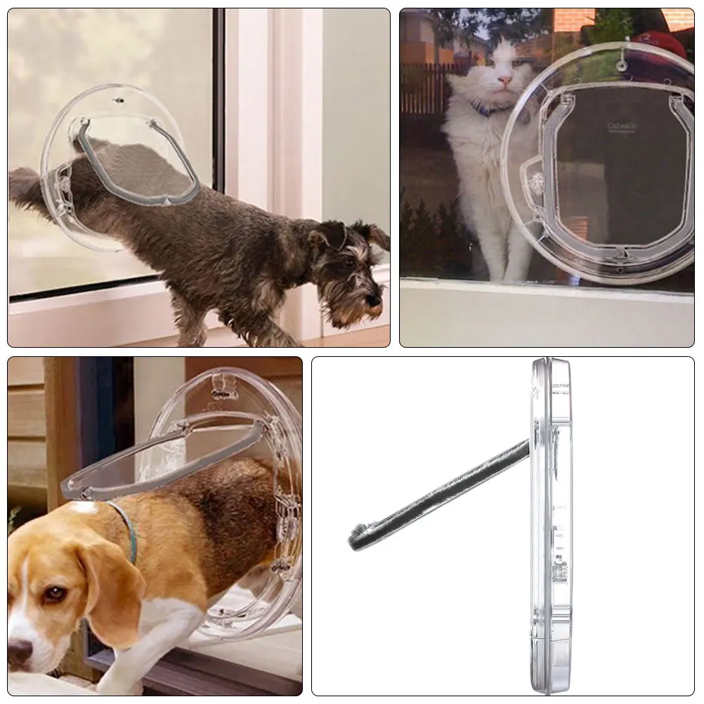 

Plastic Pet Door Cat Kitten Entry Exit Hole Durable Access Easy Installation Round Structure