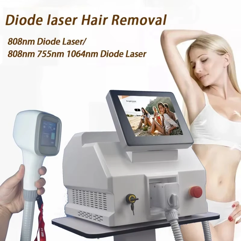 

2024 Professional Diode Ice Titanium Laser Body Hair Removal Machine Portable 808 755 Alexandrite Device 4 waves IPL Permanent