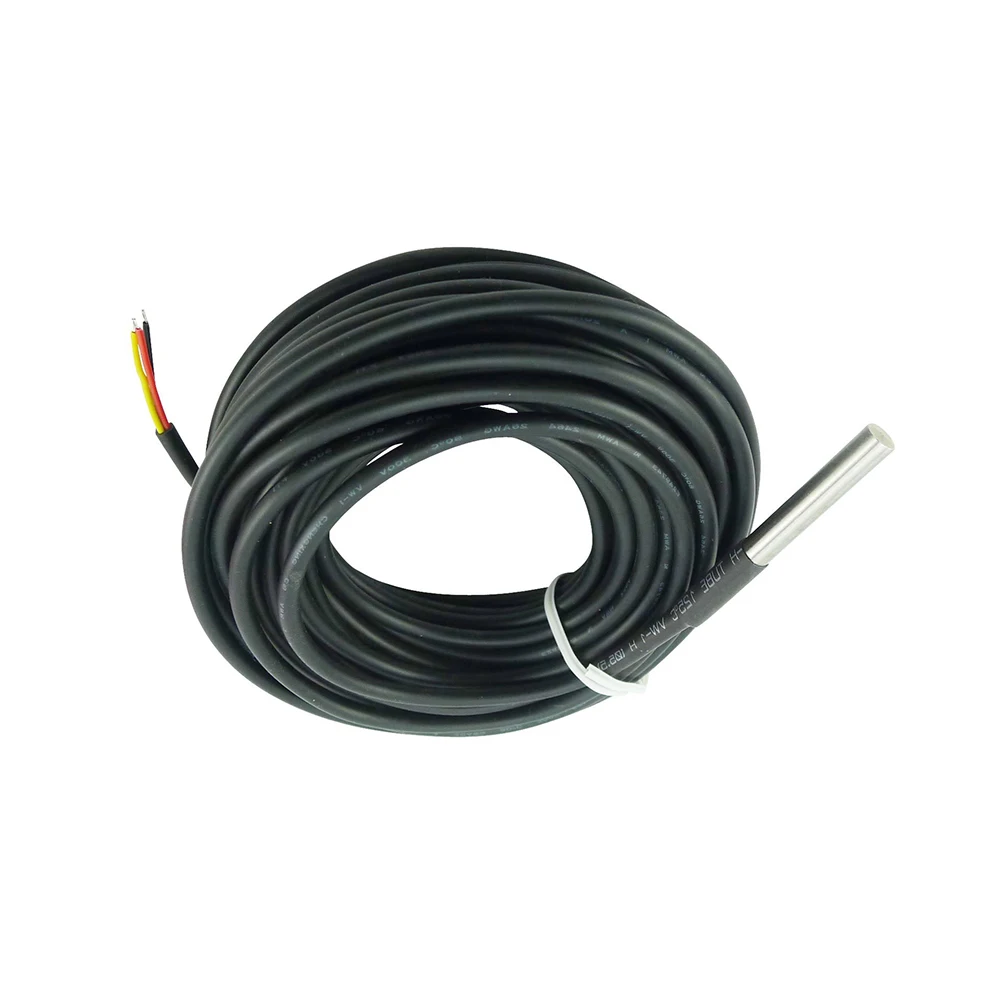 Temperature Sensor Waterproof Digital Temperature Probe 10 Meter Length 18B20 Temperature Sensor Chip Sensor Cables