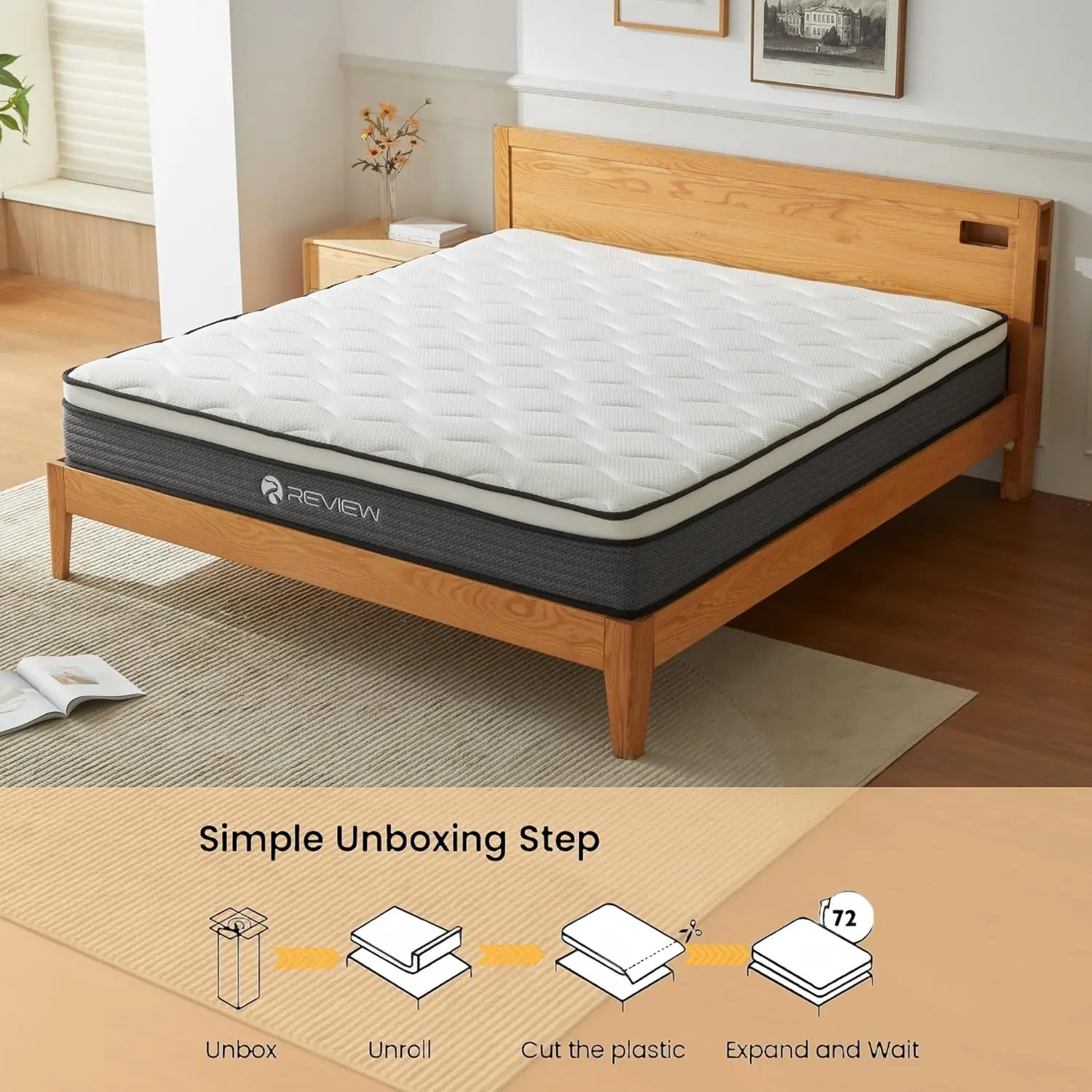 

12 Inch Full Size Mattress in a Box,Memory Foam Hybrid Mattress, Individual Pocket Spring for Motion Isolation & Silent Sleep