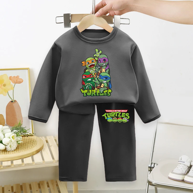 Teenage Mutant Ninja Turtles Children Pyjamas Boy Sleepwear Kid Long Sleeved Long Pants Set Baby Shirt Top Clothes Home Wear New view 4
