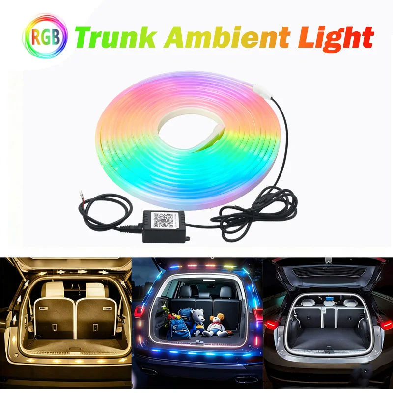 Car Trunk Dynamic Flowing Light Strip 400cm Automatic On/Off Scanning Lamp Flexible Waterproof Light Strip Hidden Installation