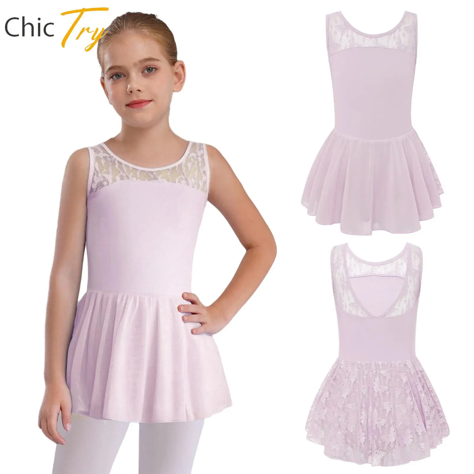 فستان الباليه الجمباز ثياب للأطفال الفتيات الشكل التزلج ملابس رقص بلا أكمام الخامس الظهر الأزهار الدانتيل فساتين رقص الباليه